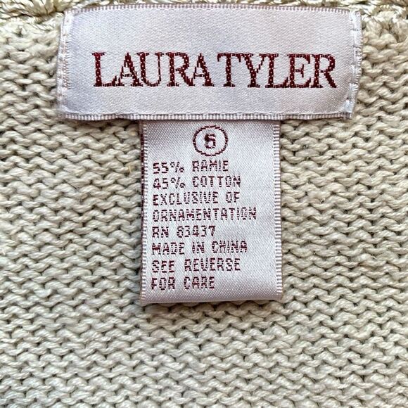 Vintage Cream Cardigan with Pink and Yellow Floral Embroidery - Picture 9 of 10